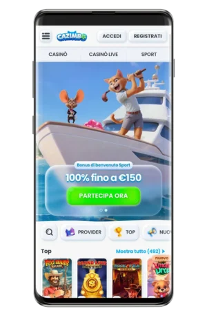 Screenshot of the Cazimbo casino website mobile version.